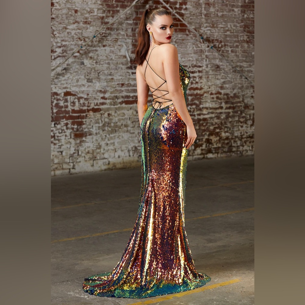 Multicolor Sequin Backless Padded Bras Mermaid Fi… - image 1